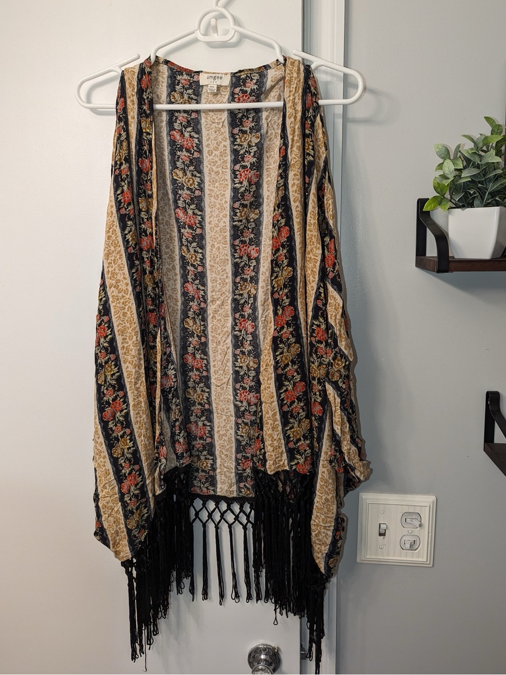 Floral Fringe Kimono Cardigan